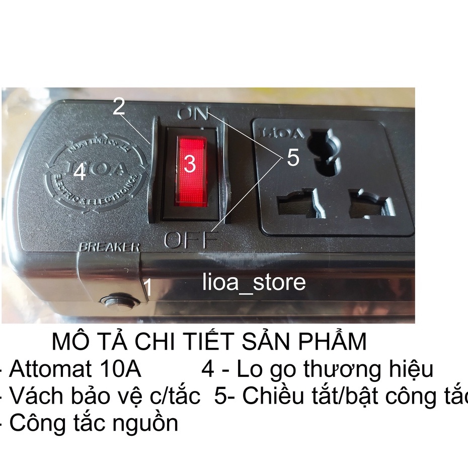 Ổ cắm dân dụng 4 Đa Năng  chống giật Lioa ( dây nguồn 3m).