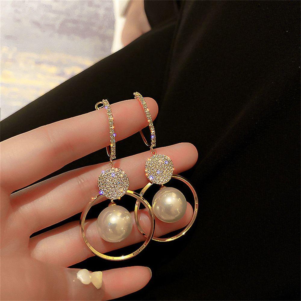 FUTURE Wedding Oversized Earring Women Zircon Dangle Drop Earrings Butterfly Owl Party Jewelry Imitation Pearl Fashion Korean Stud Earrings