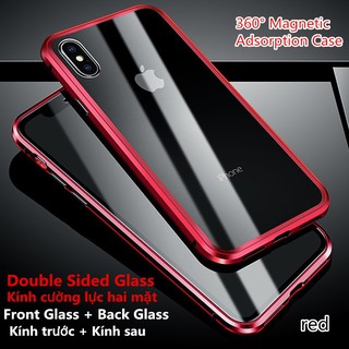 Ốp lưng mặt kính 2 mặt viền khung có nam châm dành cho iphone XS Max XR