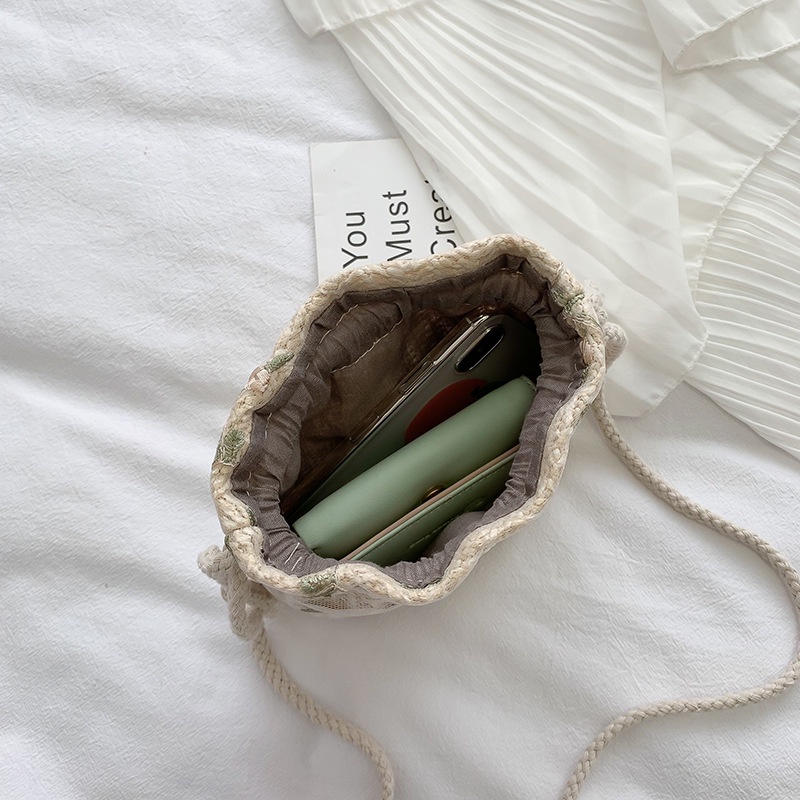 Túi cói Dây Rút Thời Trang Nữ Tính