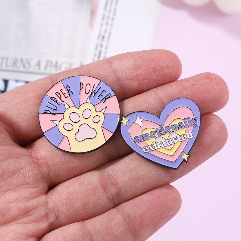 3 Styles of Color Cartoon Lapel Brooch Text Cat Claw Turtle Love Enamel Pin Design Sense Backpack Badge Clothing Accessories Jewelry Collection Gift for Friends