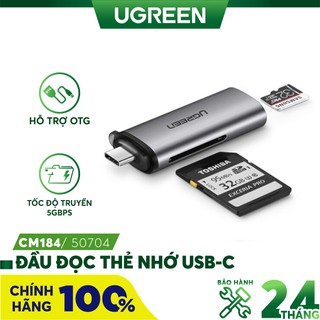 Đầu đọc thẻ đa năng SD/TF USB type-C Ugreen 50704 cao cấp chính hãng