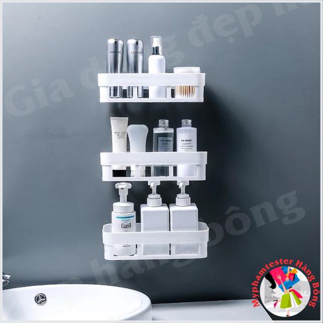 [5⭐] Kệ nhà tắm, kệ bếp chữ nhật Ecoco dán cường lực siêu chắc
