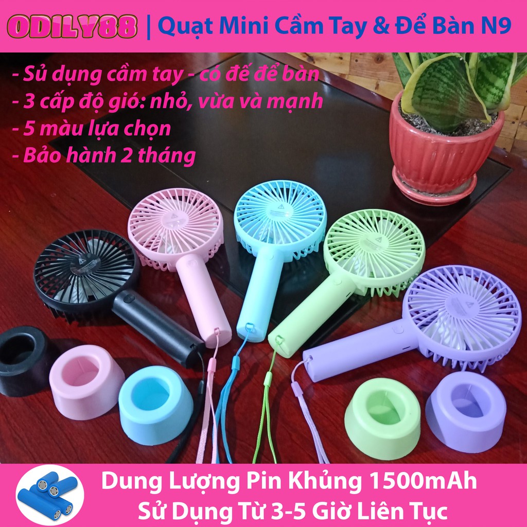 Quạt cầm tay - Quạt mini tích điện có chân để bàn tiện ích 3 mức độ gió siêu mát - dung lượng pin khủng 1500mAh #8