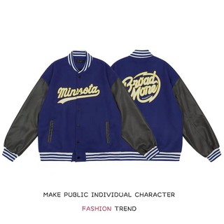 Áo khoác bomber varsity jacket kaki phối da siêu phẩm