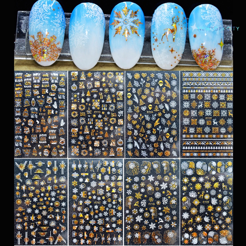 Miếng Dán Trang Trí Móng Tay Hình Bông Tuyết Nhiều Màu Sắc