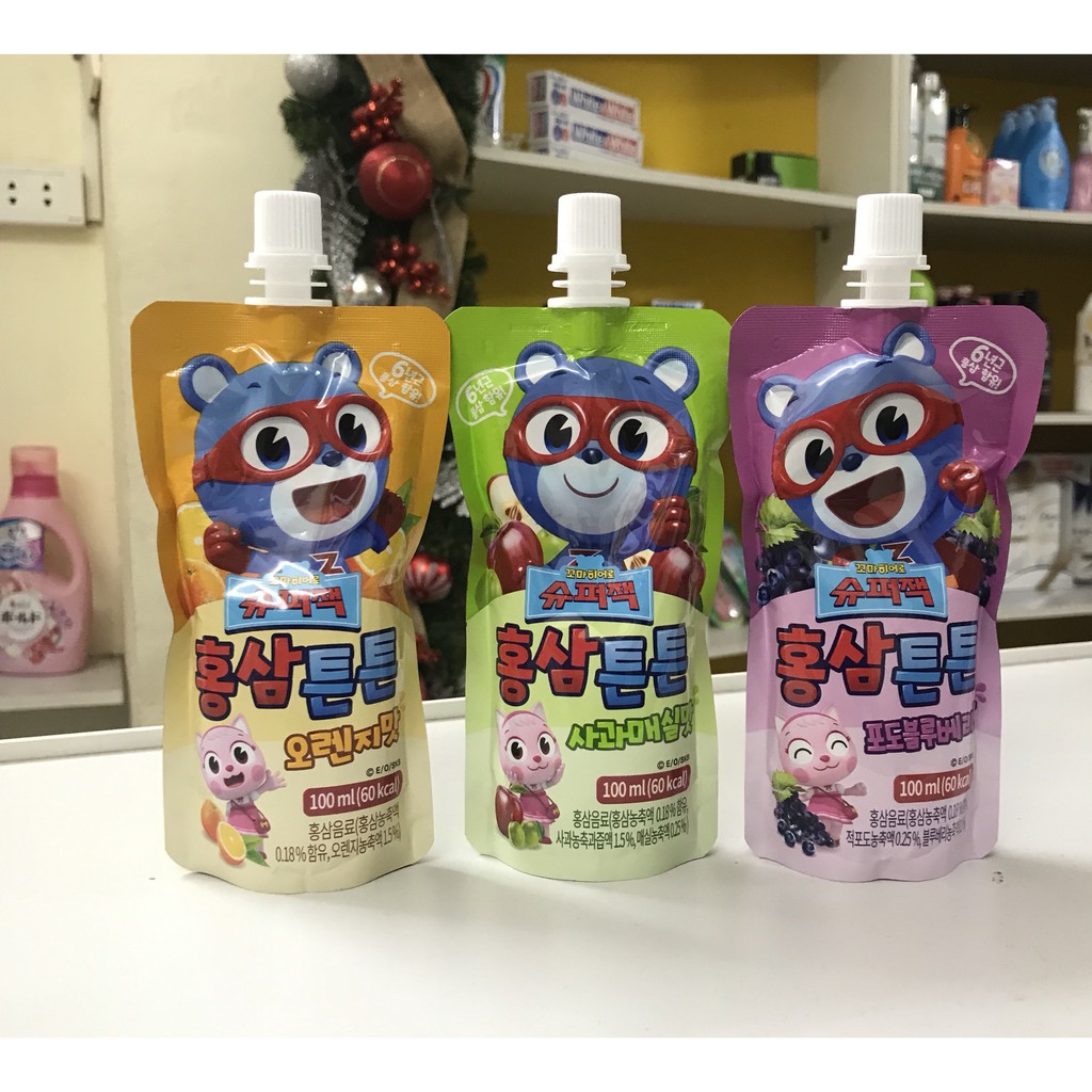 Nước Uống Hồng Sâm Trẻ Em PORORO Hàn Quốc 100ml