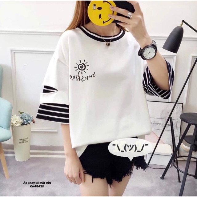Áo mặt trời tay phối kẻ (TR)