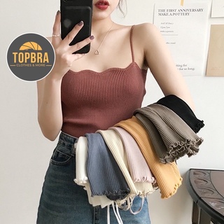 Áo 2 Dây Cổ Lượn Sóng Len Tăm Co Giãn TOPBRA