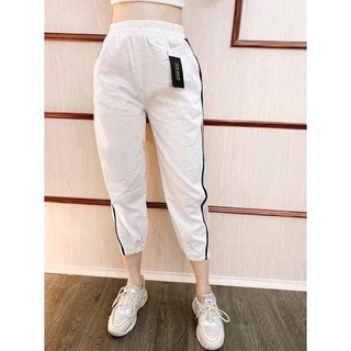 quần baggy sọc phối lưới chất đũi