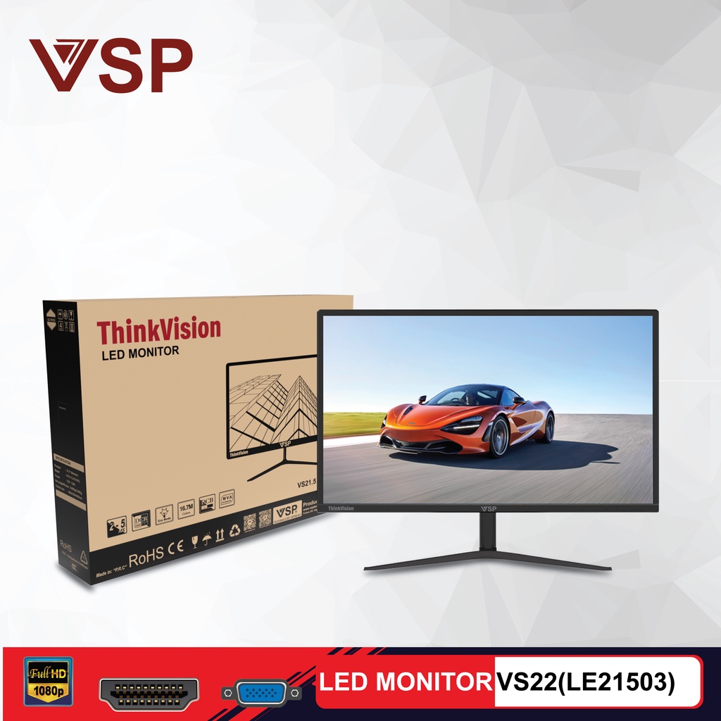 Màn hình máy tính 22inch VSP VS21.5 (LE21503) VGA HDMI FullHD 75Hz 5ms TN - Hàng chính hãng