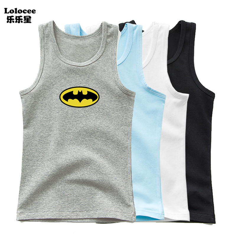 Áo Ba Lỗ Vải Cotton In Logo Batman Thời Trang Cá Tính Dành Cho Bé Trai 3-15 Tuổi