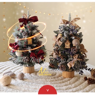 [HOT SALE] Cây Thông Noel mini 60cm có Trang Trí Full Phụ Kiện Có Đèn Để Bàn