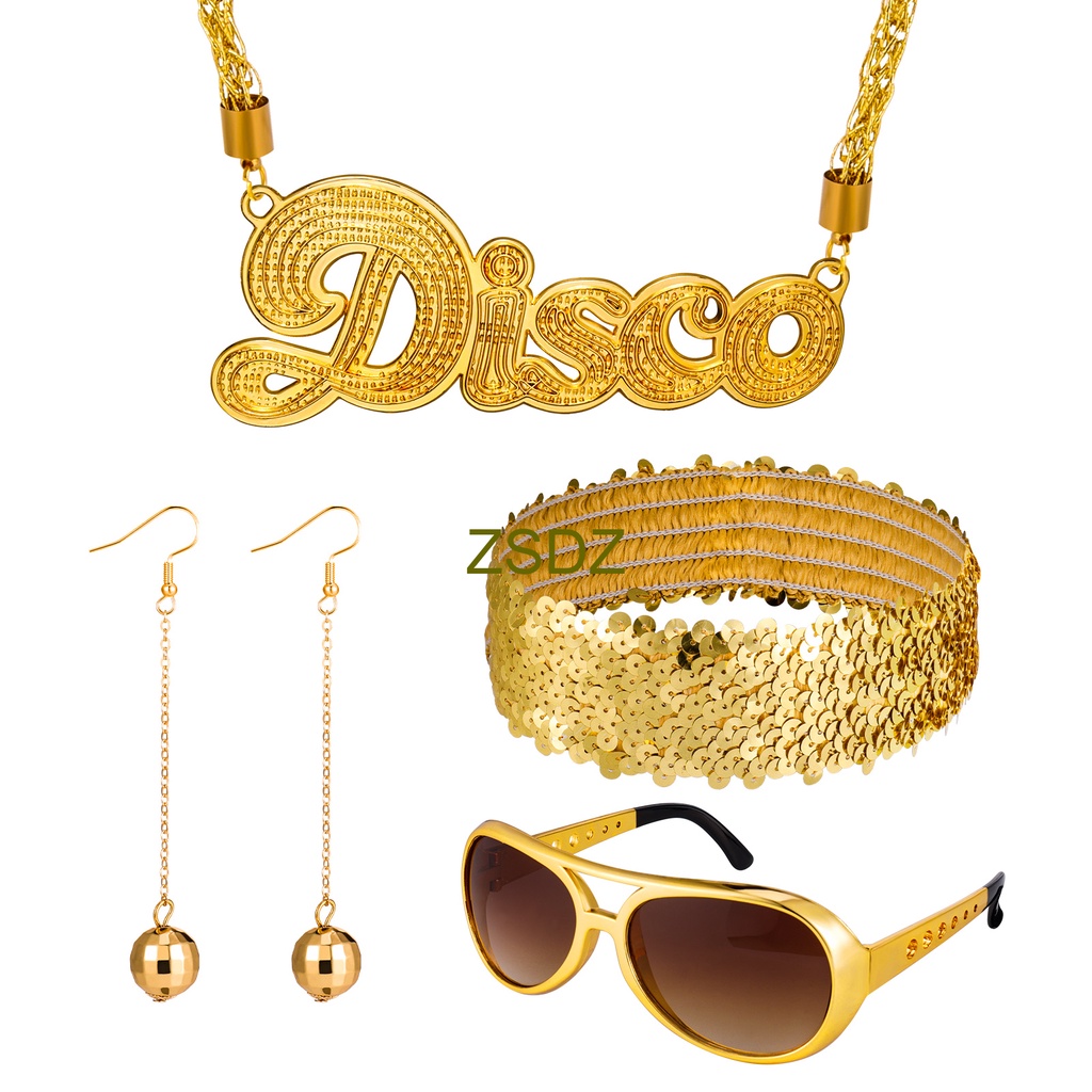 Bộ Trang Sức Bông Tai Nhẫn Vòng Cổ Disco 50's 60's