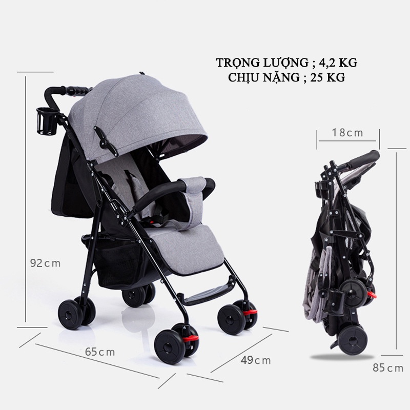 Xe đẩy trẻ em gấp gọn đa năng, xe đẩy du lịch thời trang cho bé sự lựa chọn của mẹ XD003