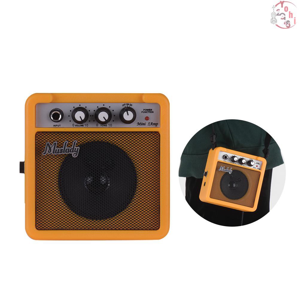 Loa mini hỗ trợ khuếch đại âm thanh đàn guitar điện 5W có nút điều chỉnh giắc cắm đầu vào 3.5mm & 6.35mm