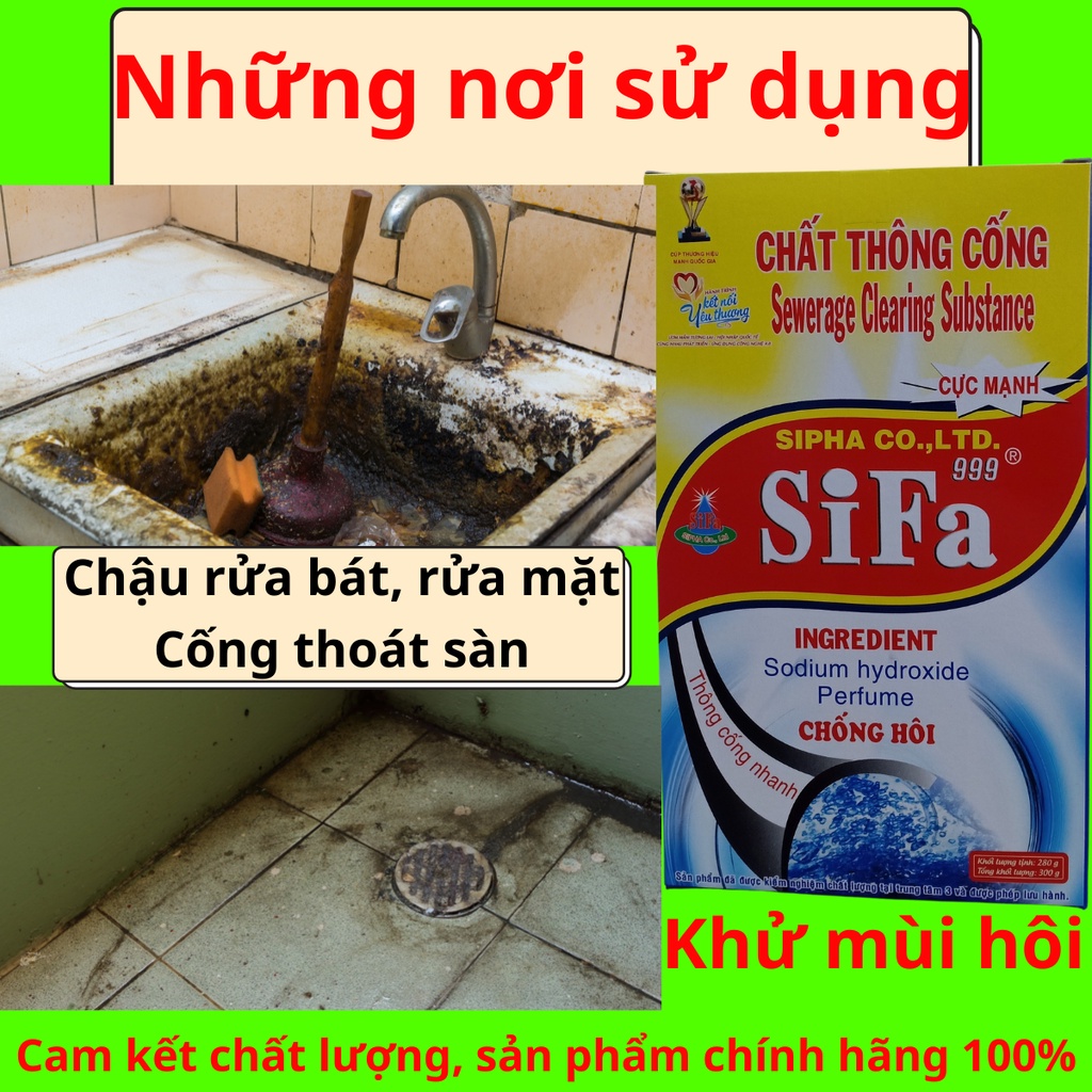 Bột thông bồn cầu, bột thông cống, bột thông cống cực mạnh, thông bồn cầu, Sifa999 200gr-300gr