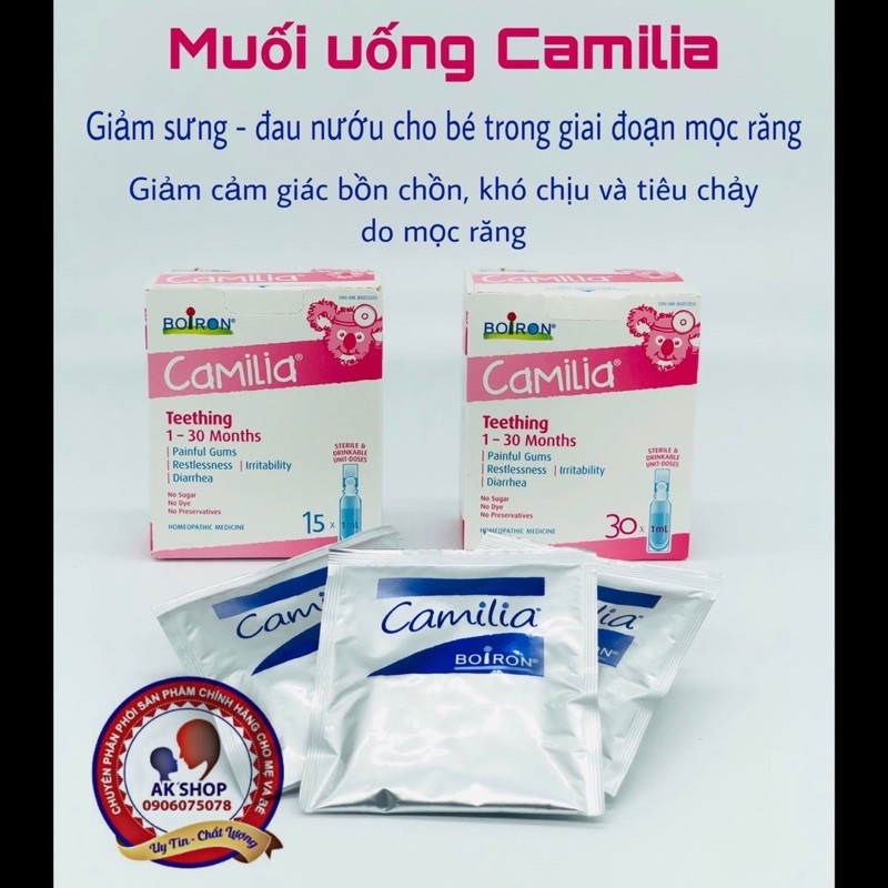 Muối uống Camilia giảm sưng, đau nướu cho trẻ khi mọc răng