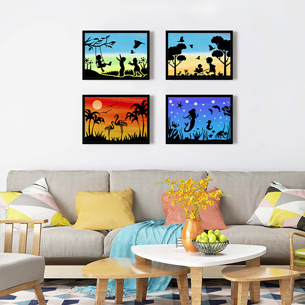 Set 16 khuôn vẽ cỡ A4 họa tiết bầu trời đầy sao