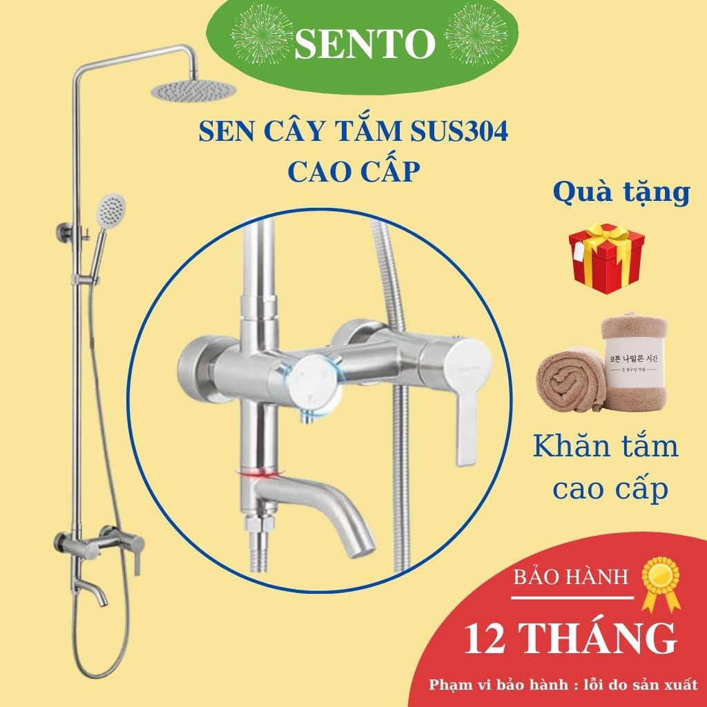 Sen Cây Tắm Đứng Nóng Lạnh Treo Tường Inox304 SENTO Hàng Cao Cấp Nhập Khẩu Chính Hãng