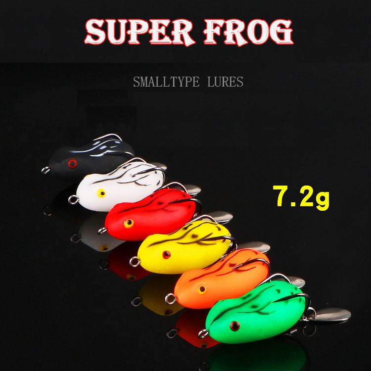 Mồi câu lure_mồi giả câu cá lóc, nhái hơi Super Frog, đầy đủ các màu xanh, trắng, vàng, đen, đỏ_Đồ Câu Lure