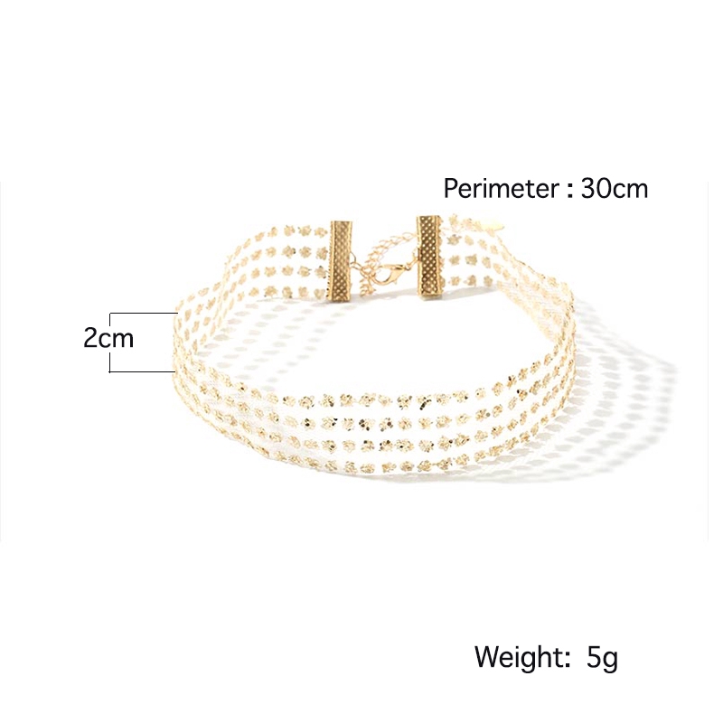 Vòng cổ đính chất liệu kim sa màu vàng đồng/bạc cuốn hút dành cho bạn nữ