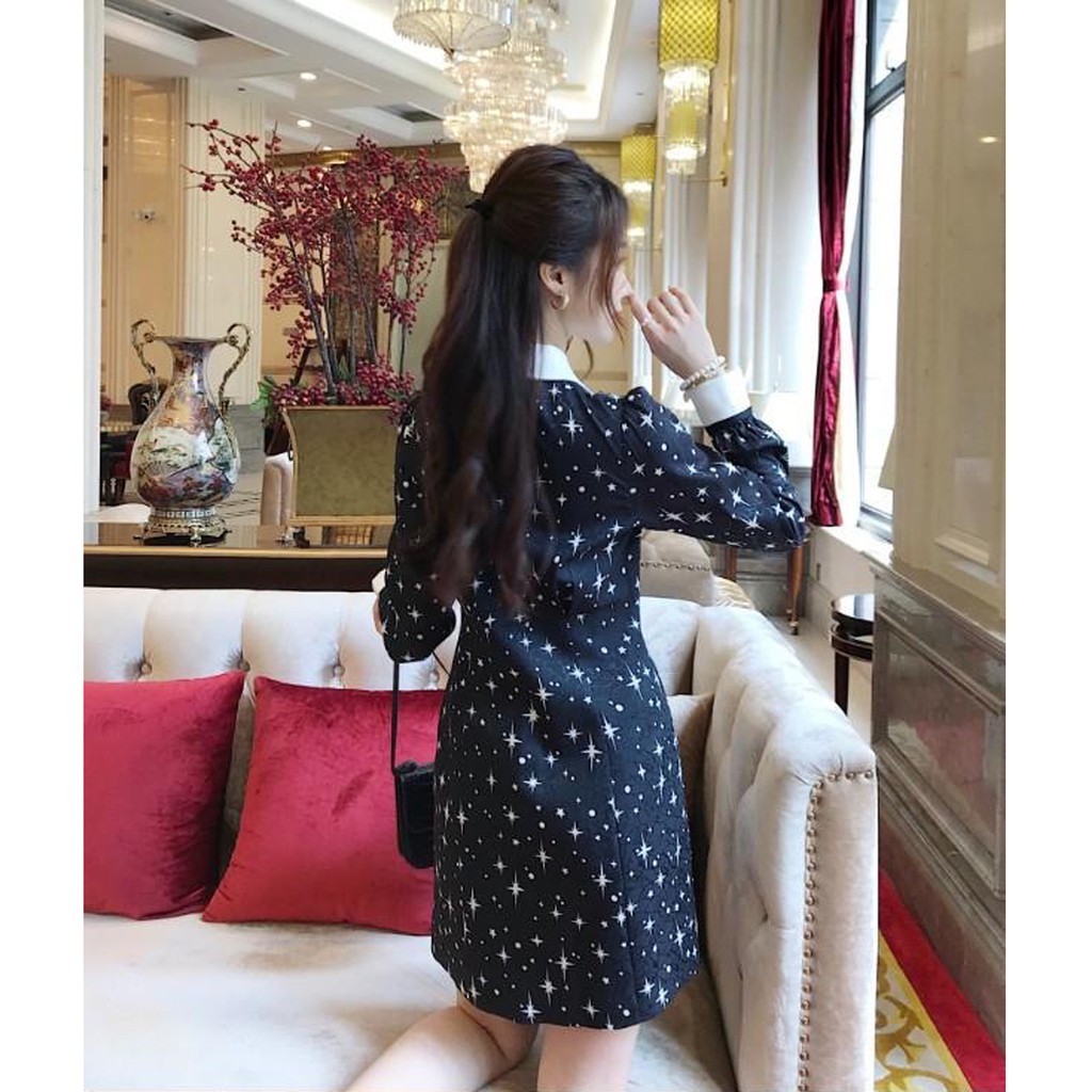 Đầm sơ mi thiết kế họa tiết Quảng Châu cao cấp thương hiệu thời trang D&R D087