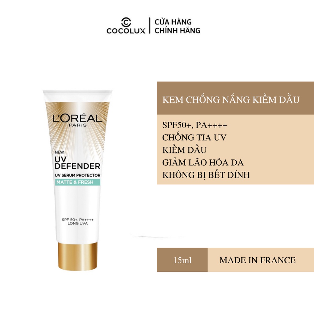 Kem Chống Nắng Loreal Paris UV Defender Kiềm Dầu Thoáng Mịn Da 50ml