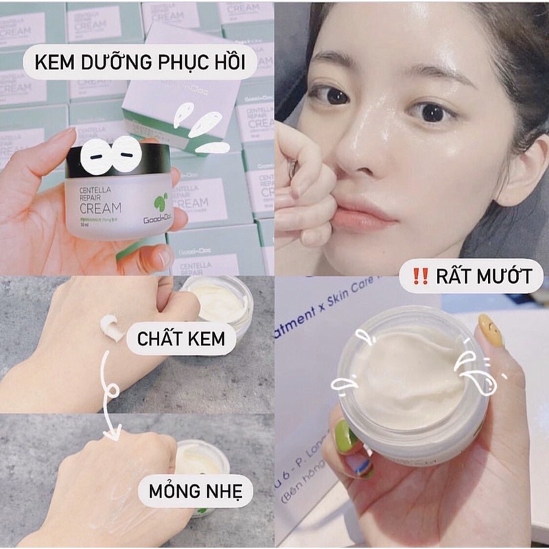 Kem dưỡng ẩm, kem rau má goodndoc, phục hồi da GoodnDoc Centella Repair Cream 50ml