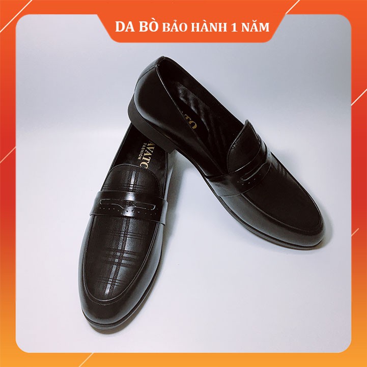 Giày lười công sở nam [DA BÒ THẬT 100%-CÓ VIDEO] Giày lười đế cao hot trend 2020 
