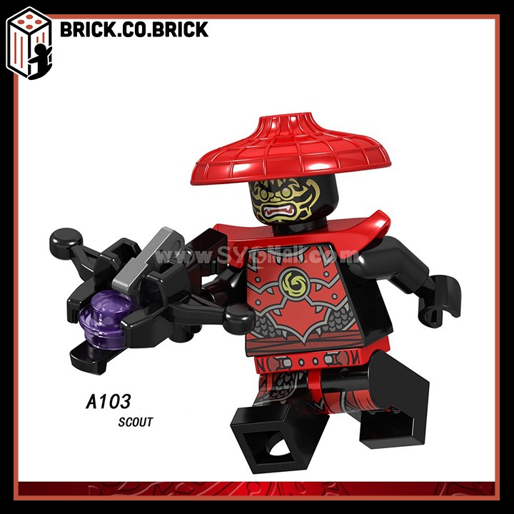 A098-A105 - Đồ chơi lắp ráp minifigure và non lego nhân vật Lego Ninja phantom: Hồ Ly, Samurai, Akita, Bộ xương, Rắn