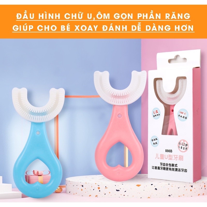 bàn chải đánh răng silicon chữ u siêu mềm cho bé