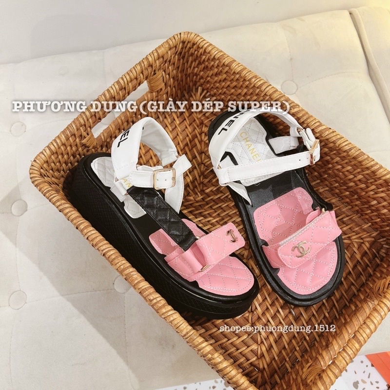 Sandal Cn Xanh Nữ Quai Cài Trần Trám Đế 3p Fullbox bill túi