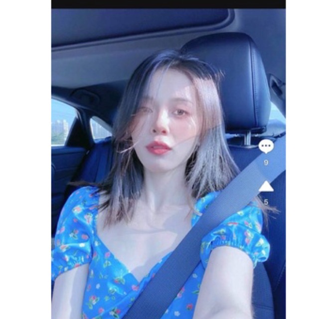 Váy zara satin lụa xanh hoa xs