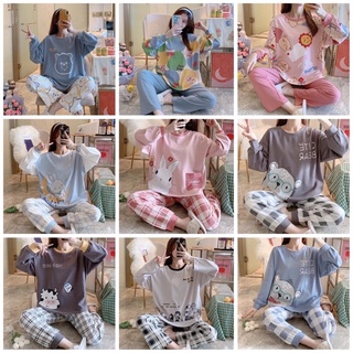 [ CÒN C12] ĐỒ BỘ THUN COTTON DÀI, ĐỒ MẶC Ở NHÀ QUẢNG CHÂU, THOÁNG MÁT, HỌA TIẾT DỄ THƯƠNG