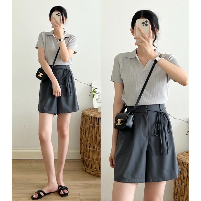 Quần short cạp chun sau dây buộc_Q0190