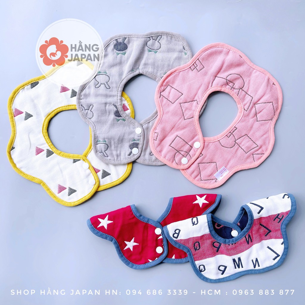 Set 5 yếm xô tròn hình hoa cho bé phong cách Hàn giao màu ngẫu nhiên