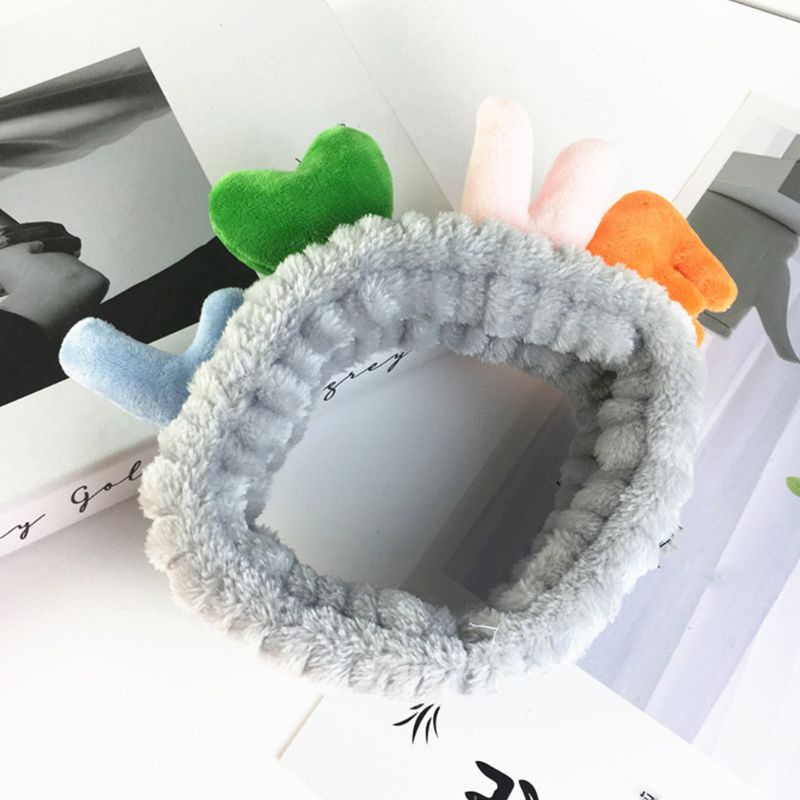 Băng Đô Cài Tóc Co Giãn Đính Chữ Love 3D Nhồi Bông Dễ Thương Dành Cho Nữ Rửa Mặt / Rửa