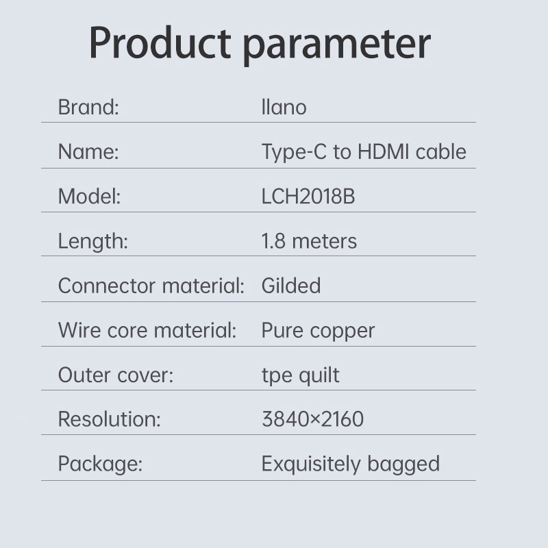 Dây cáp điều hợp Illano LCH2018B chuyển đổi video loại C tới HDMI 1.8m