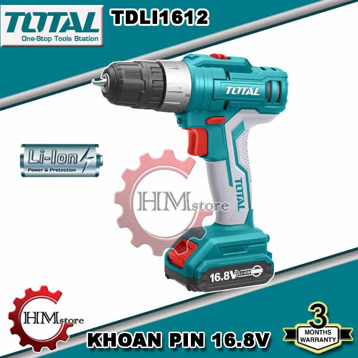 [Chính hãng] Máy Khoan dùng pin Li-ion 16.8V TOTAL TDLI1612 - Máy khoan pin cầm tay 16..8v