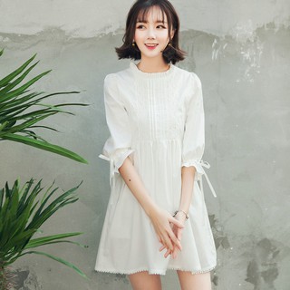 Váy trắng tay nơ (có sẵn)