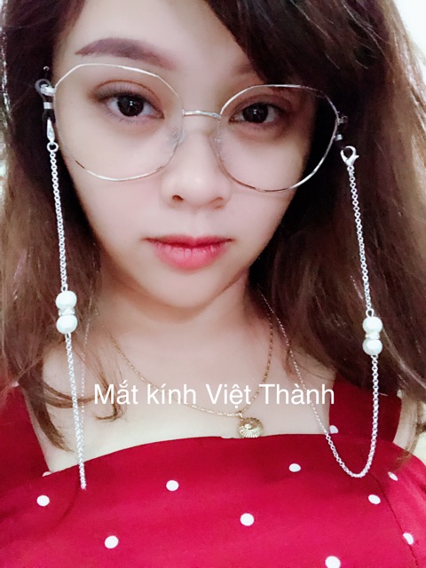 Gọng kính kim loại hạt kèm dây đeo