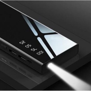 Sạc Dự Phòng Giá Rẻ 10000 mAh Mặt Kính Đen Hiện Phần Trăm Pin 2 USB Có Đèn, Pin Dự Phòng - Bảo Hành 6 Tháng