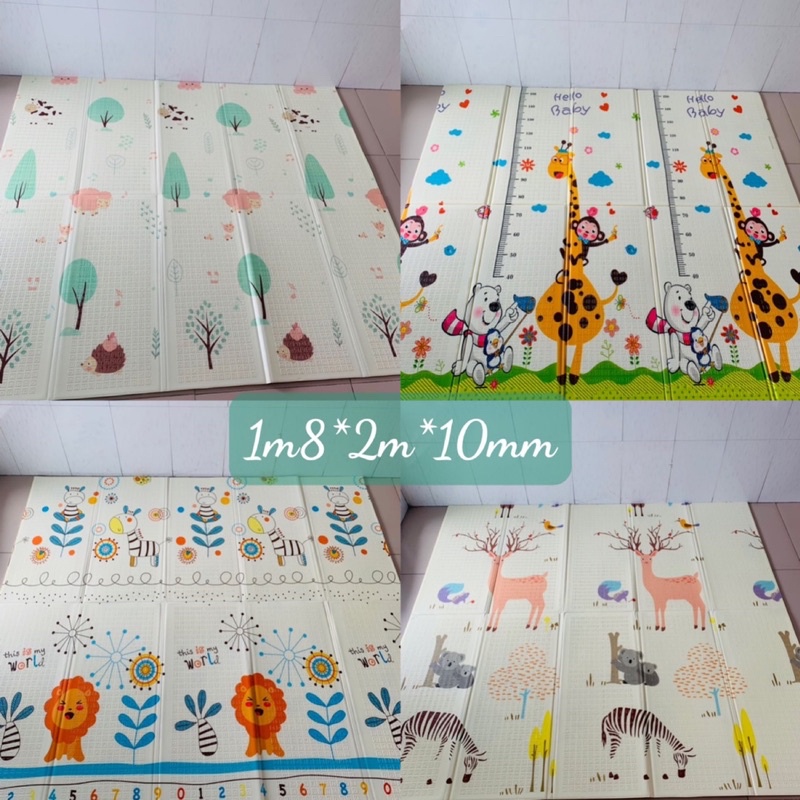 (HOẢ TỐC) Thảm xốp cho bé XPE gấp gọn tấm lót trải sàn 2 mặt chống thấm chống trơn hàn quốc phủ silicon 1m8 * 2m