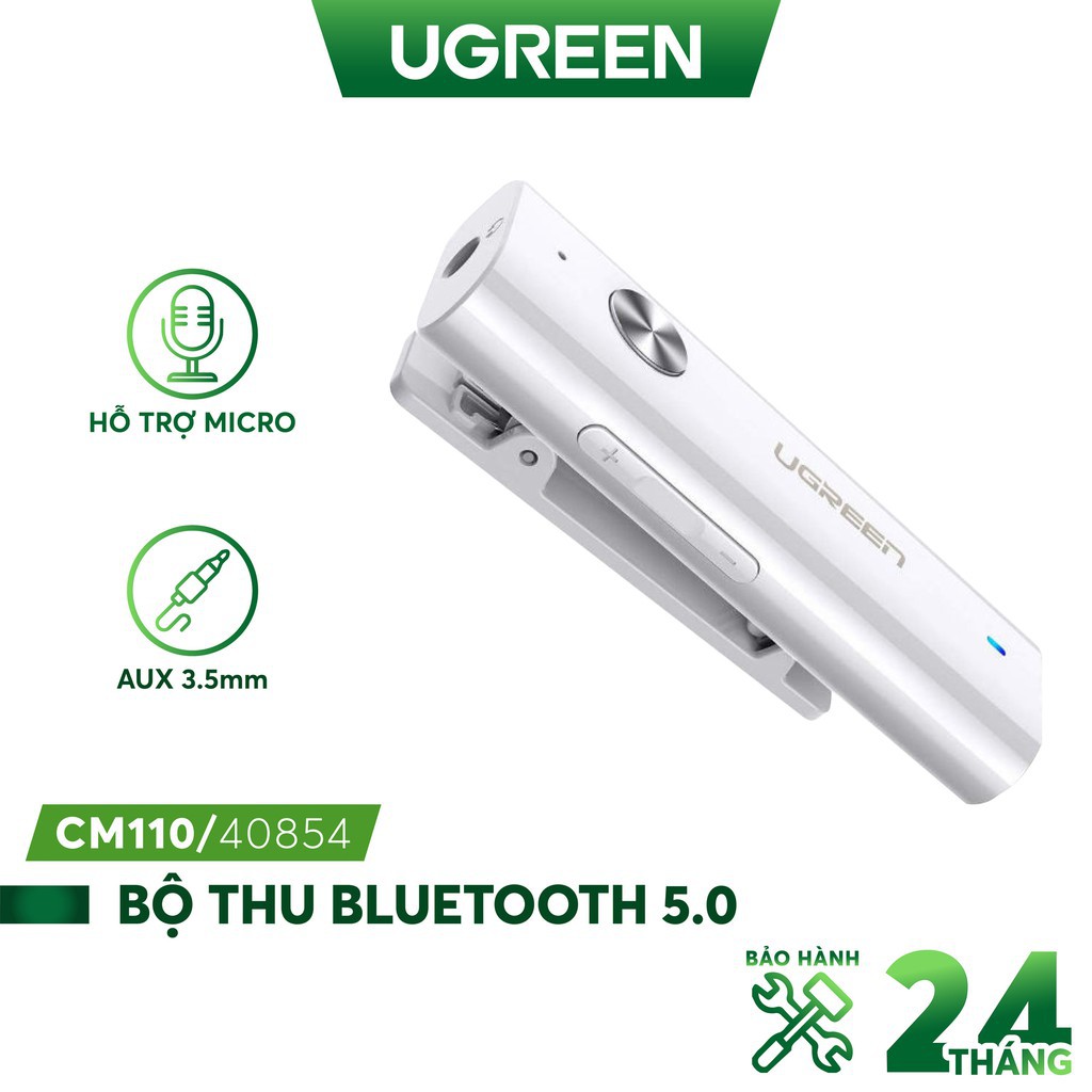 Thiết bị nhận Bluetooth 5.0 UGREEN CM110 40854 dùng cho tai nghe hỗ trợ Micro