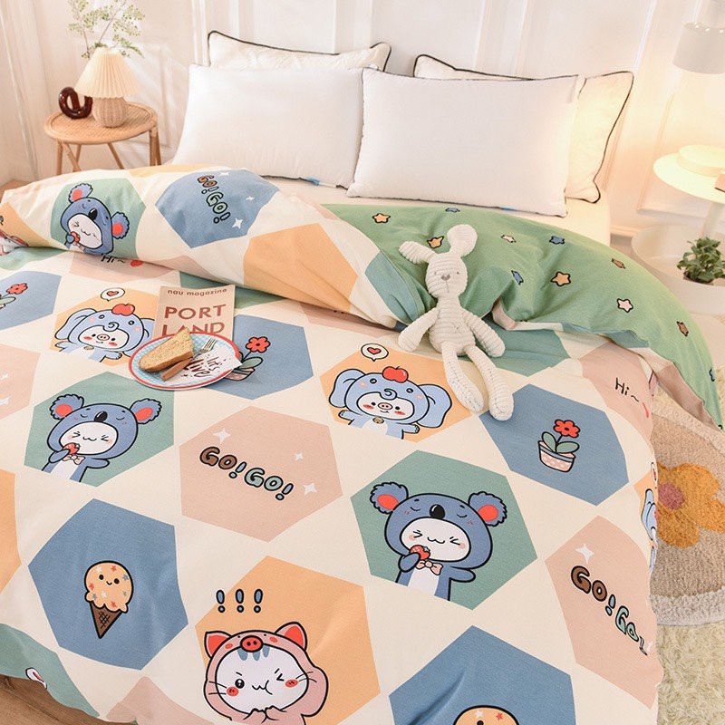 TRỌN BỘ GA GỐI COTTON POLY ĐỦ MÀU SẮC, KÍCH THƯỚC, TRANG TRÍ PHÒNG NGỦ LỘNG LẪY-MẪU THỎ HOA