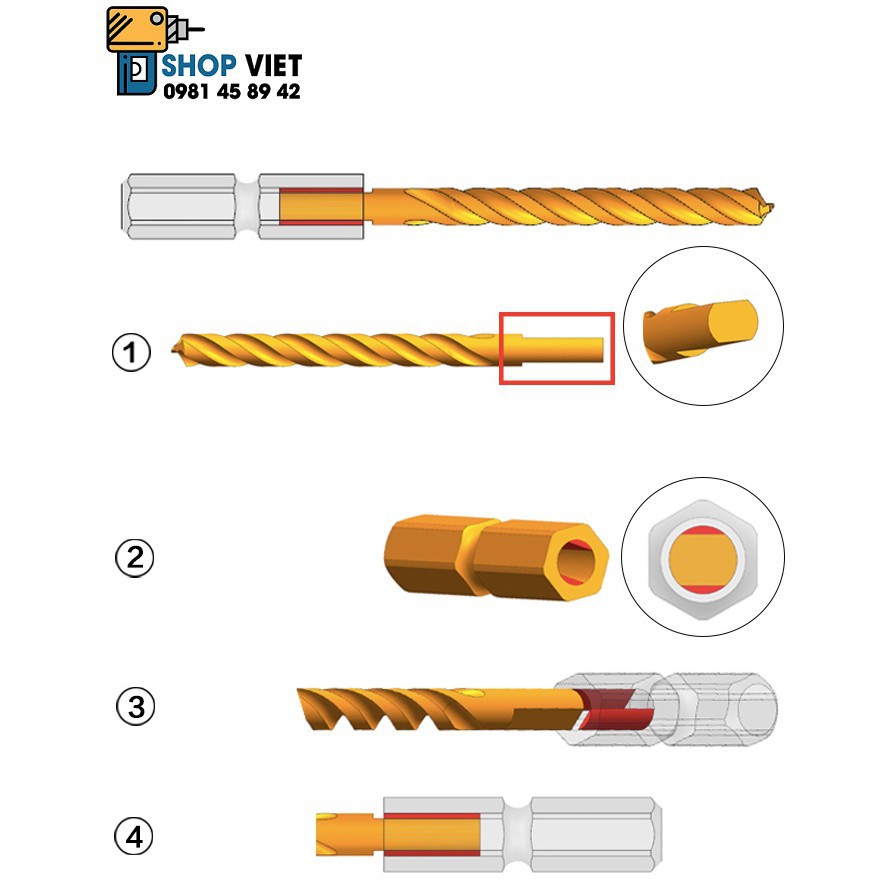 [Bán Chạy] HPV - Bán lẻ mũi khoan cao cấp thép M35 phủ Titan (khoan sắt, inox) chuôi lục giác