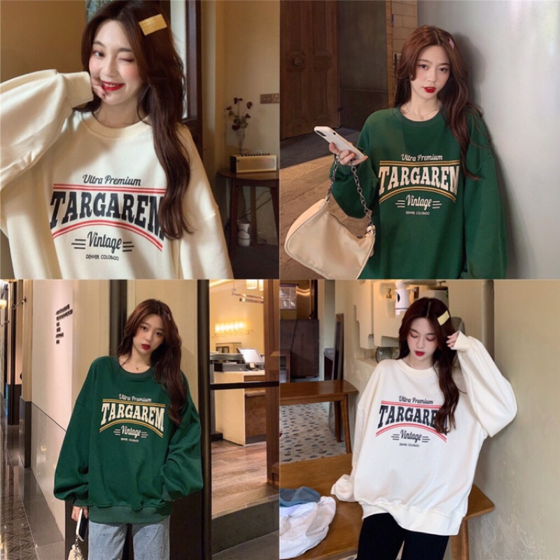 Áo Sweaterfom Rộng Unisex Tay Bồng Nữ⚡️Chất Nỉ Quảng Châu