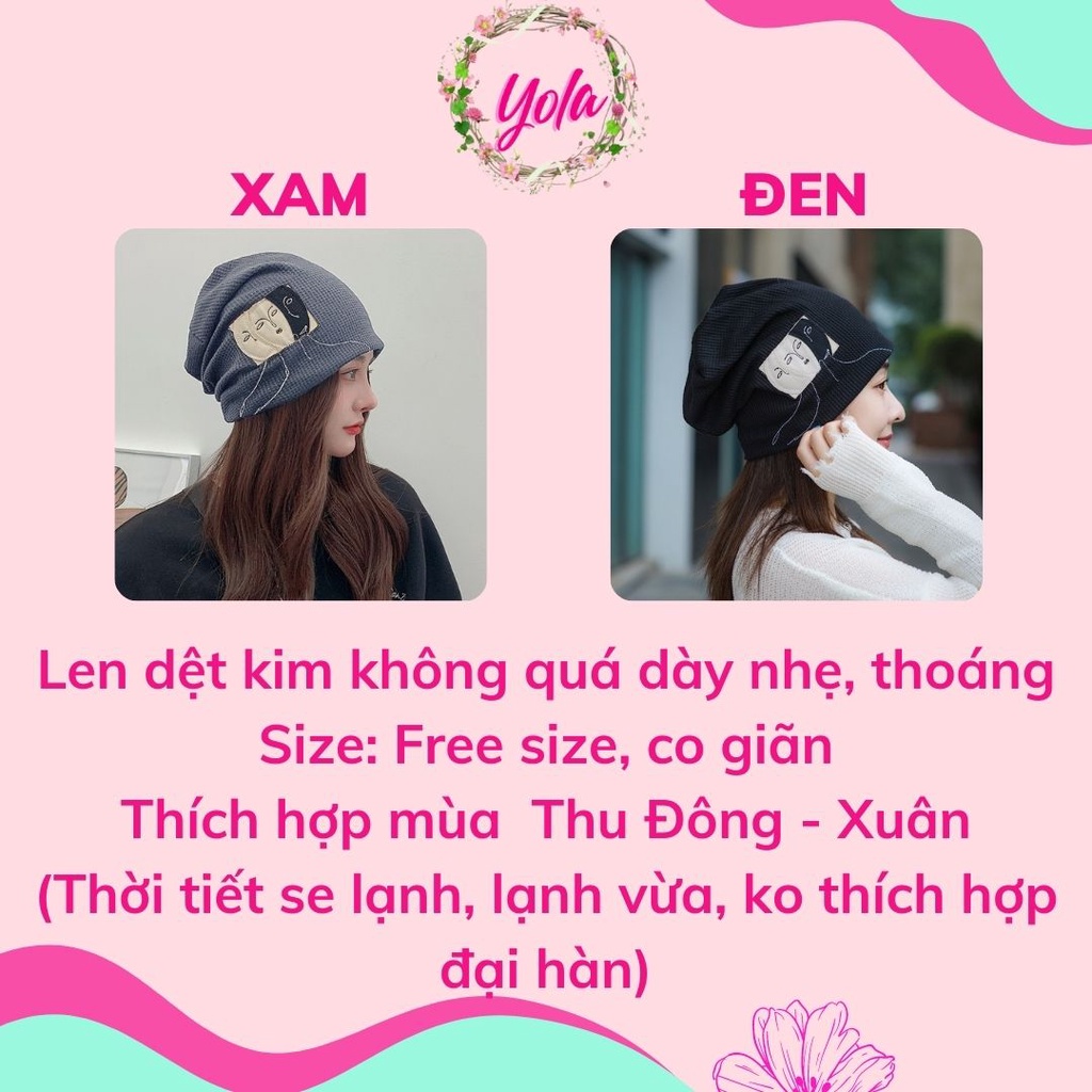 Mũ len nữ mũ trùm đầu SEASON YOLA SHOP mũ len hàn quốc dệt kim thời trang thu đông se lạnh MULEN.001 (QUÀ TẶNG CỘT TÓC)