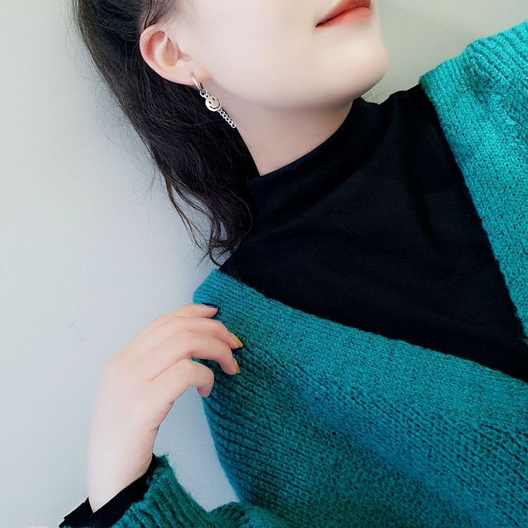 Bông tai dài hình mặt cười phong cách retro thời trang